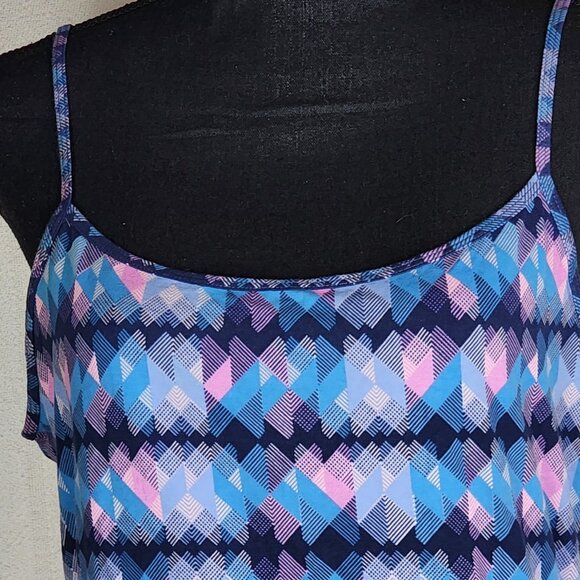 Decree Acrosstown Blue Crop Midriff Spaghetti Strap Cotton Span Cami Top Size XL - Picture 2 of 16